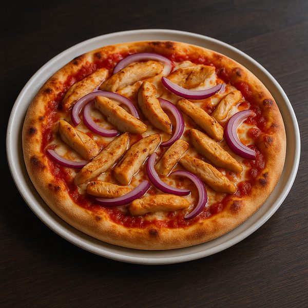 Lunch Pizza Hähnchenbrust + rote Zwiebeln