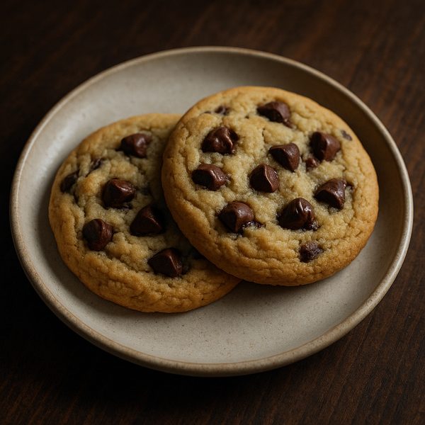 Zwei ofenfrische Chocolate Chip Cookies